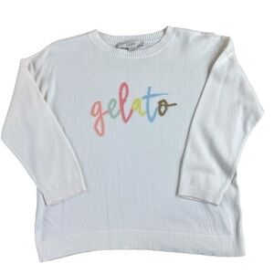 Loft Off-white Summer Novelty Print Gelato Spellout Lightweight Sweater Sz‎ XS